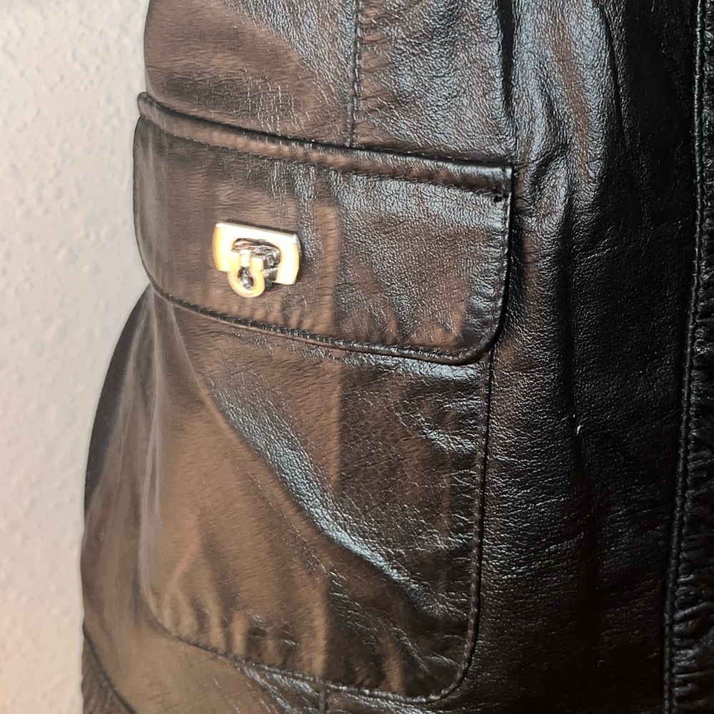 Peter Nygard Unisex Black Leather Full Zip Vest Size Large - Picture 10 of 12